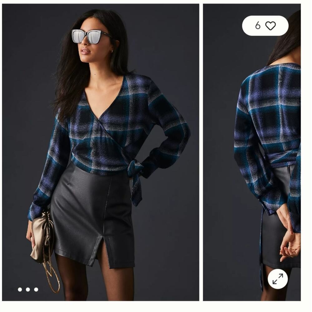 Bella Dahl plaid wrap shirt sz Large Lumberjack Dark Academia emo Preppy Grunge